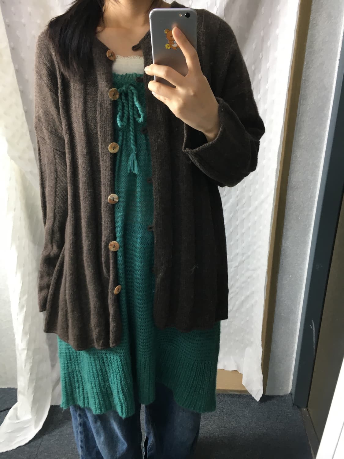 브라운 울 니트 가디건 상품이미지5