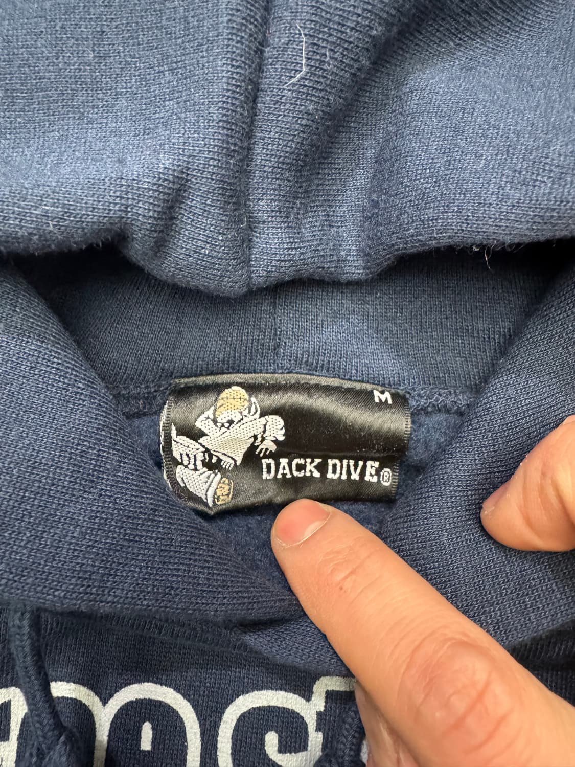 M)DACK DIVE 빈티지 free style프린팅 네이비 후드티 상품이미지5