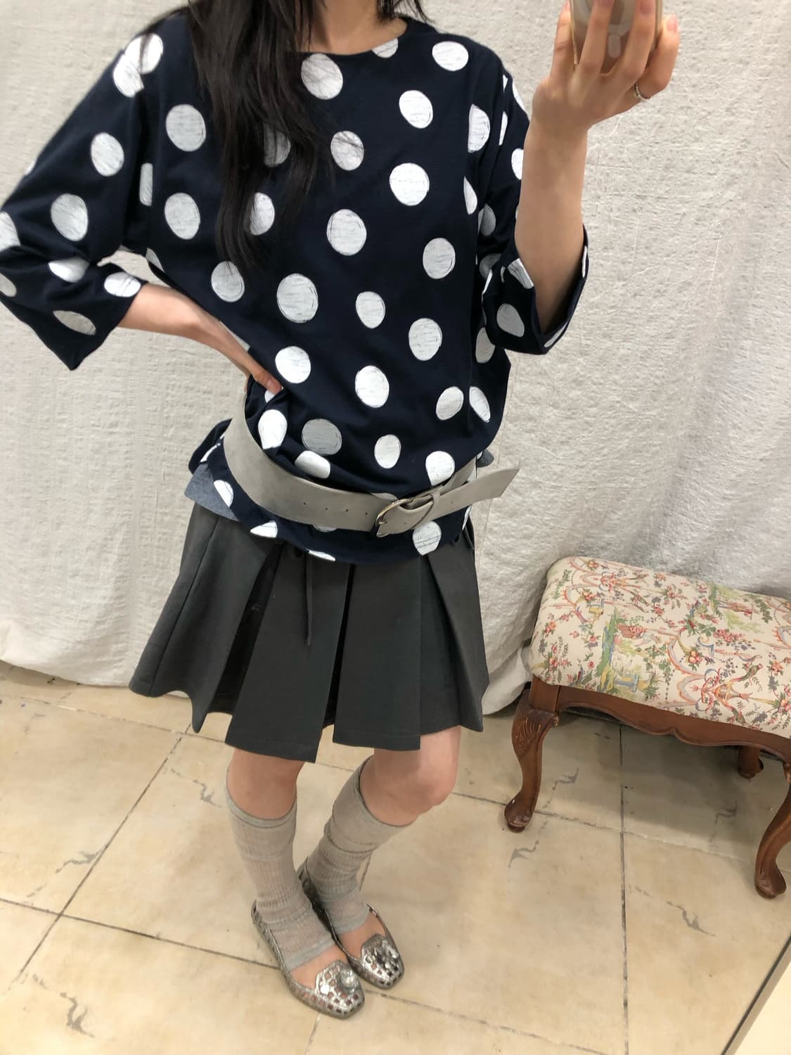 Polka navy t-shirts 상품이미지1