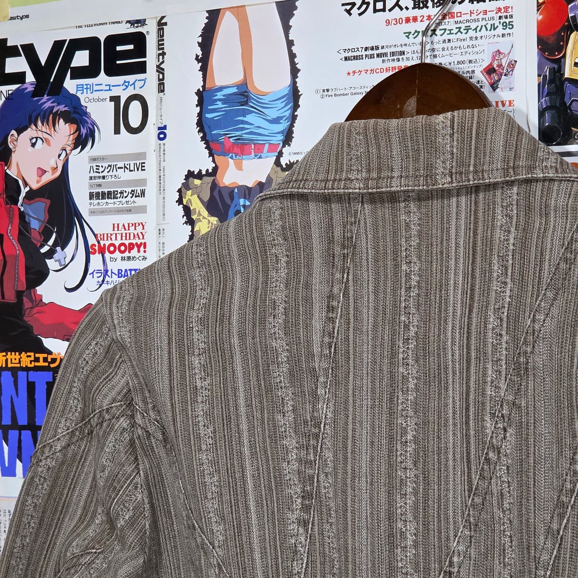 JPN 스트라이프 원버튼 브라운 코튼 블레이저 자켓 상품이미지7