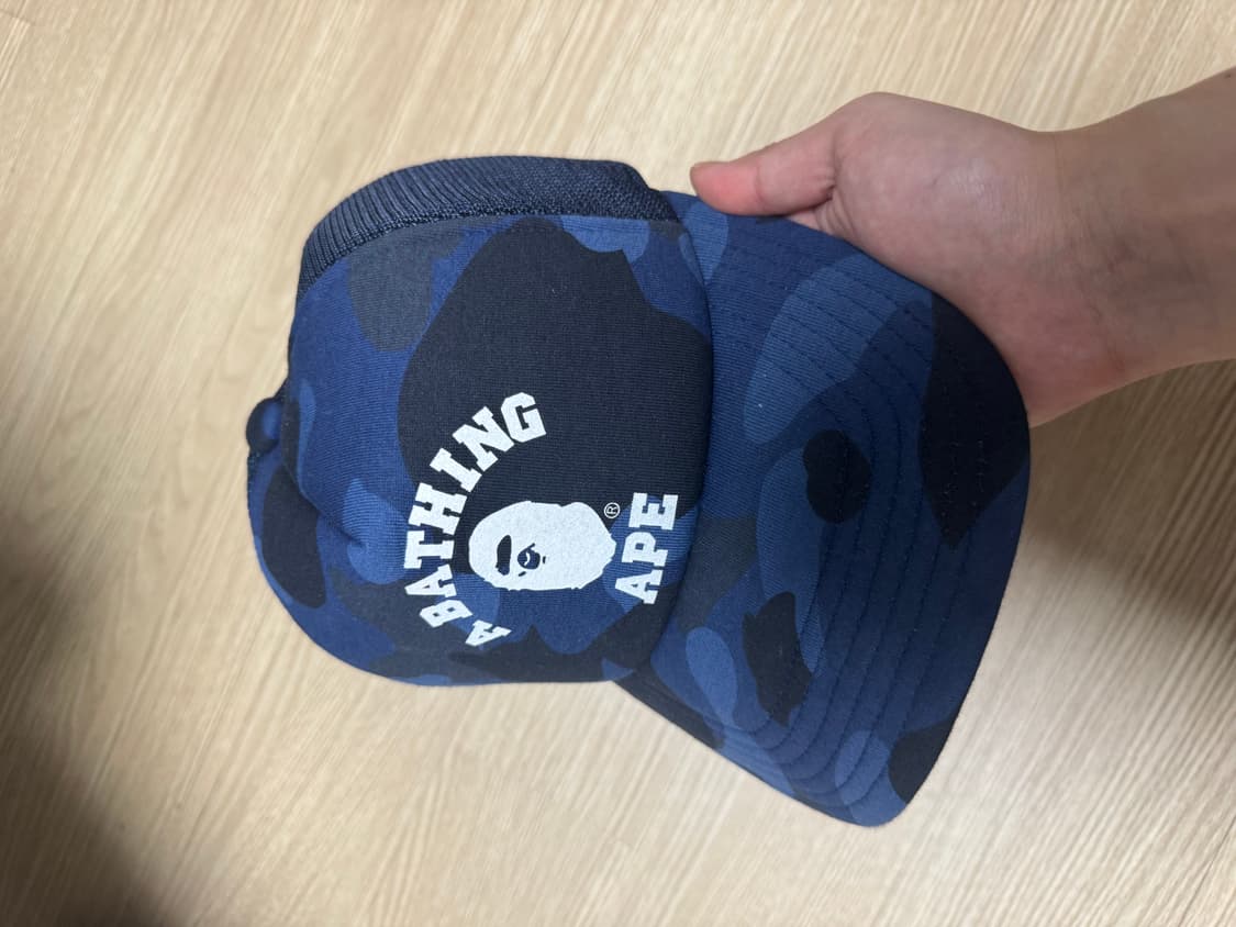 베이프 블루 카모 컬리지 매쉬 볼캡 상품이미지1