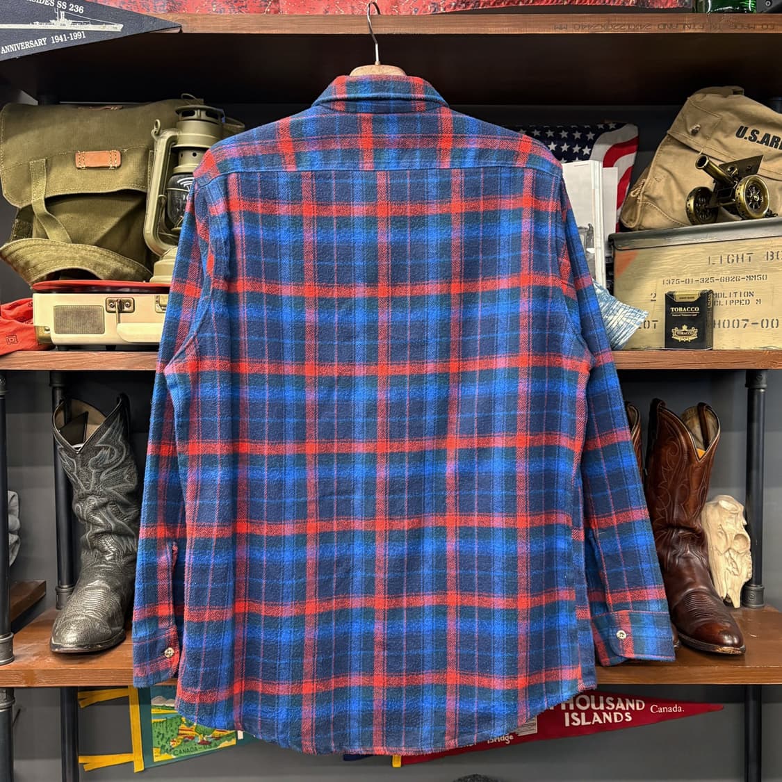 90s 프라이빗 프로퍼티 미국생산 헤비플란넬 체크 워크셔츠 N191 상품이미지2