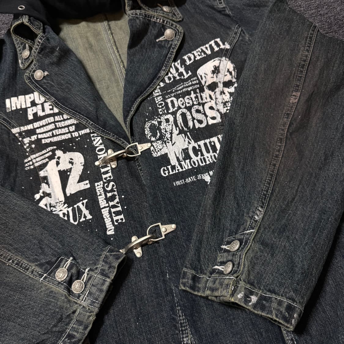 와이즈걸 빈티지 펑크 그런지 데님 자켓 상품이미지2