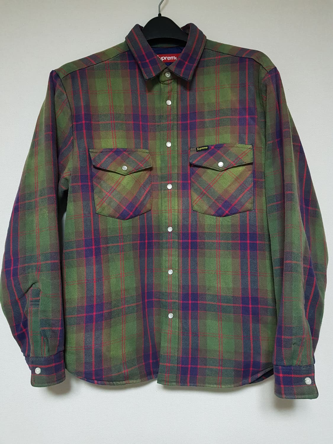 슈프림 퀼티드 플란넬 셔츠 자켓 그린 24SS 상품이미지2