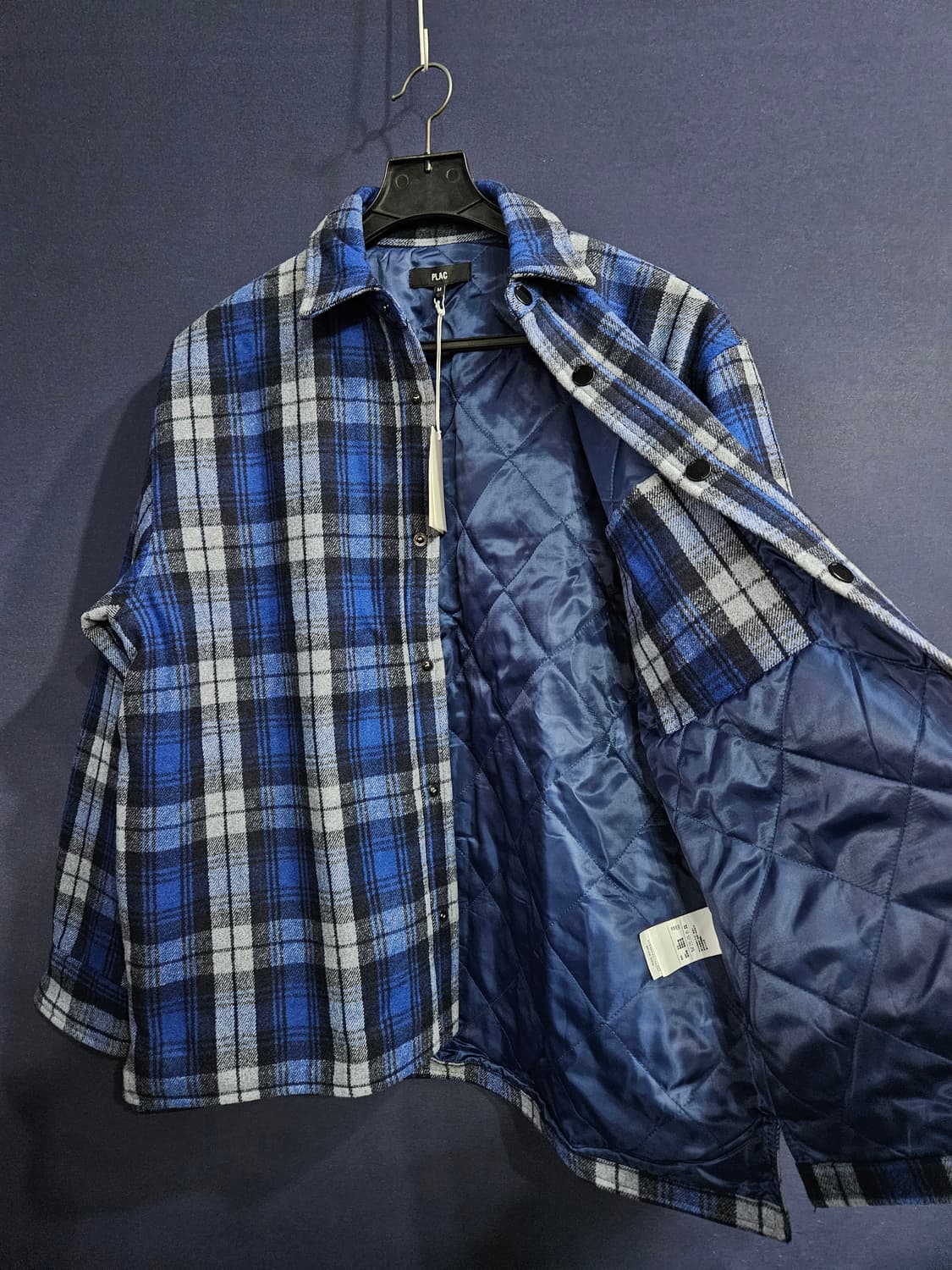 플랙 스트라이프 체크 남성 오버핏 95~105 셔츠자켓  상품이미지8