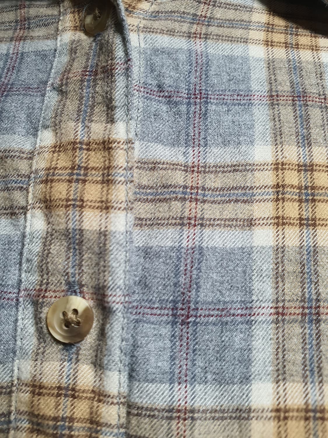 [빈티지] 유니클로 회색 하늘색 체크 남방 긴팔 셔츠 상품이미지3