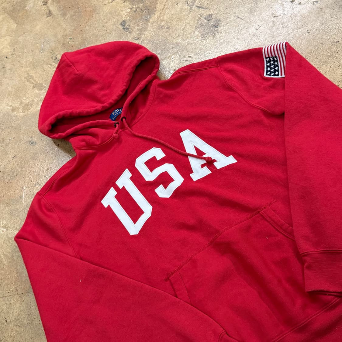 폴로 랄프로렌 성조기 레드 USA 후드티 상품이미지1