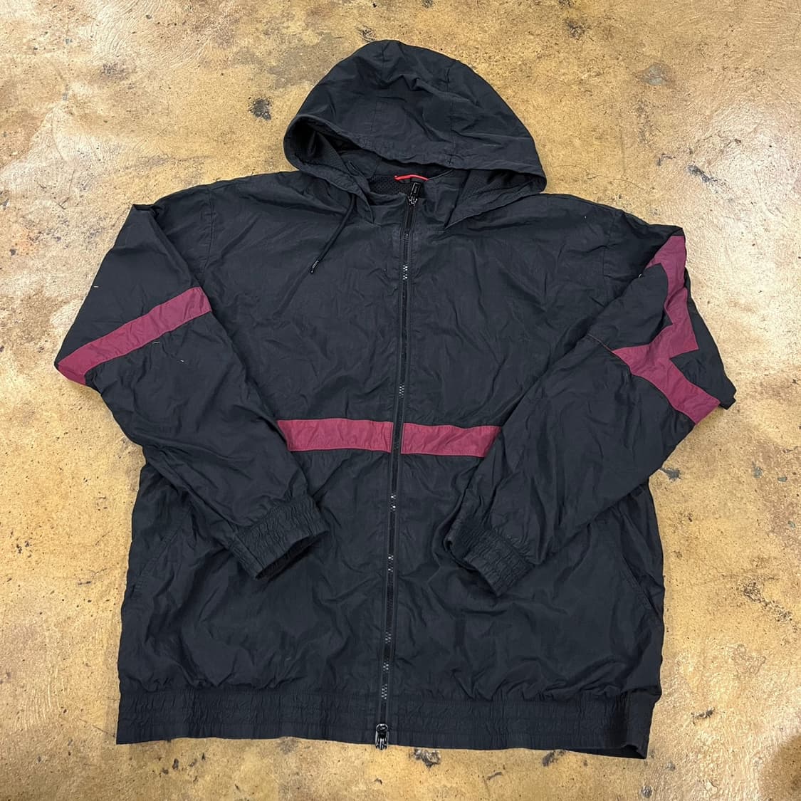 [정품/XL] 조던 블랙 버건디 컬러 블록 후드 바람막이 b8 상품이미지2