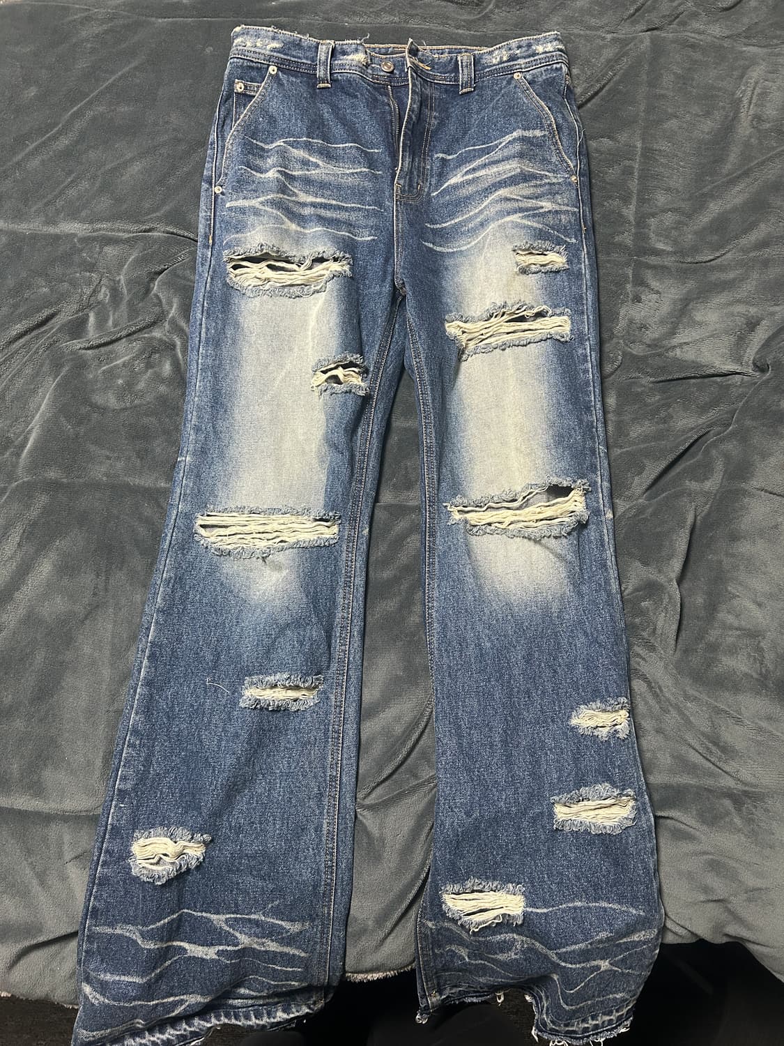 레씨토 Cat Washing 데미지 플레어 데님 상품이미지3