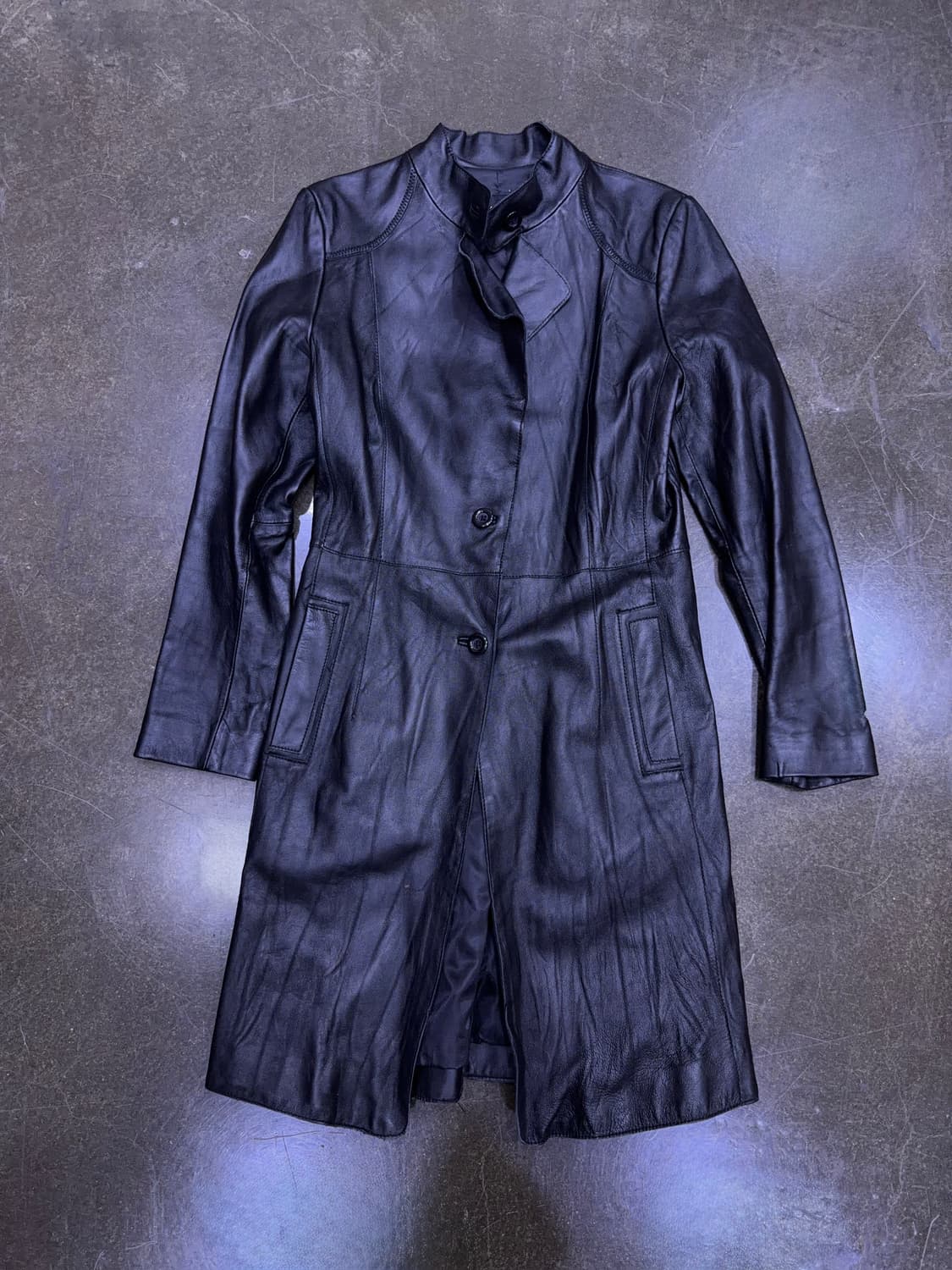 로렌마일스 양가죽 레더 롱코트 자켓 블랙 88 상품이미지1