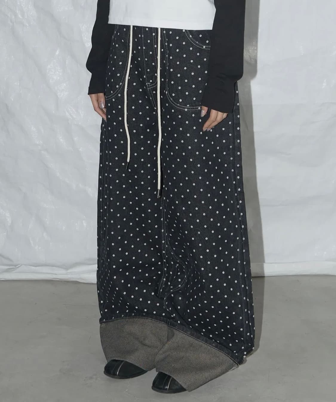 팬시클럽 스트링 도트 롤업 팬츠 (BLACK) 상품이미지1