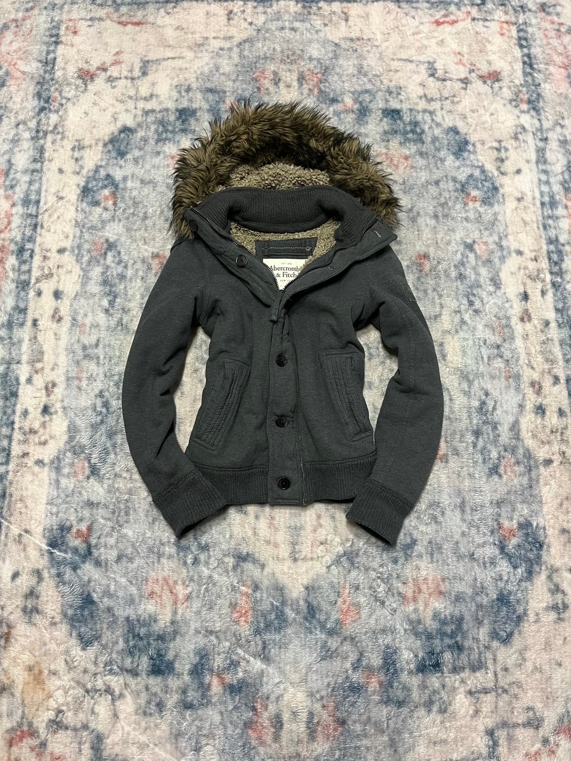 Abercrombie 00s y2k wolf fur hood jacket 상품이미지1