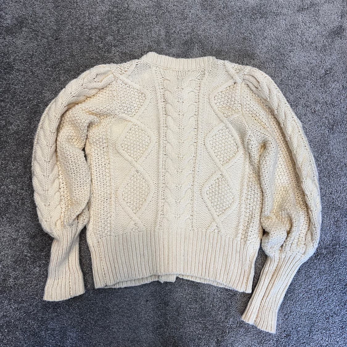 빈티지 아이보리 꽈배기 벌룬 니트 가디건M-L 상품이미지5