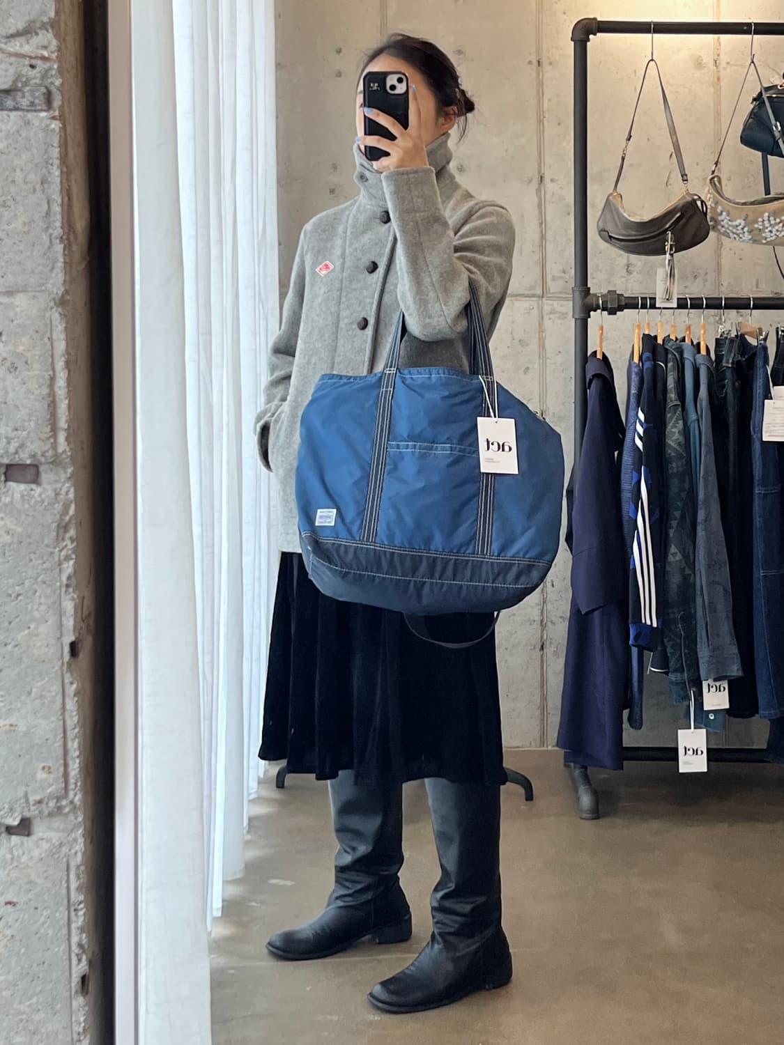 포터 스티치 호보백 블루 상품이미지8