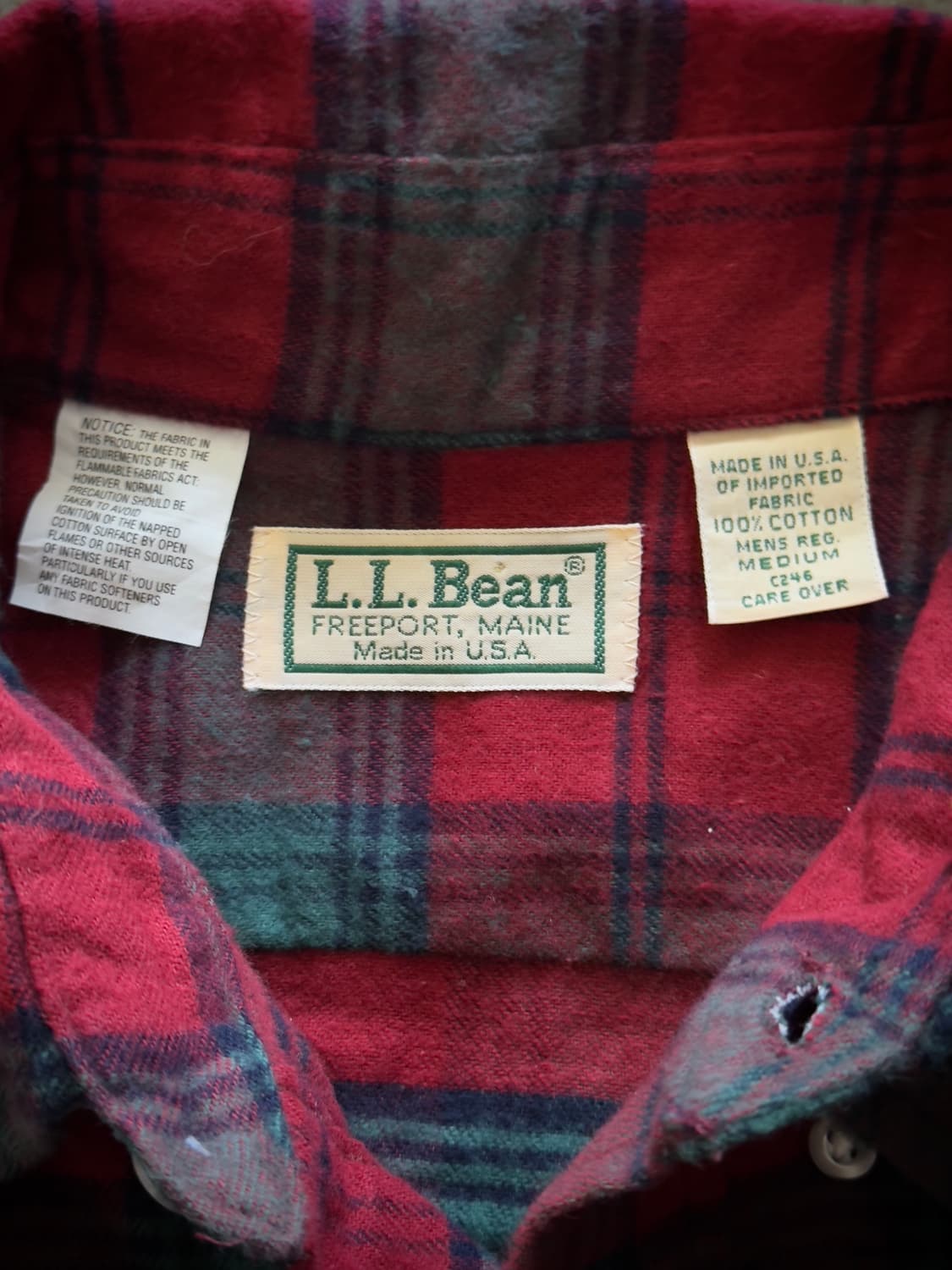 80s 90s USA 엘엘빈 버튼다운 플란넬 타탄 체크셔츠 상품이미지8