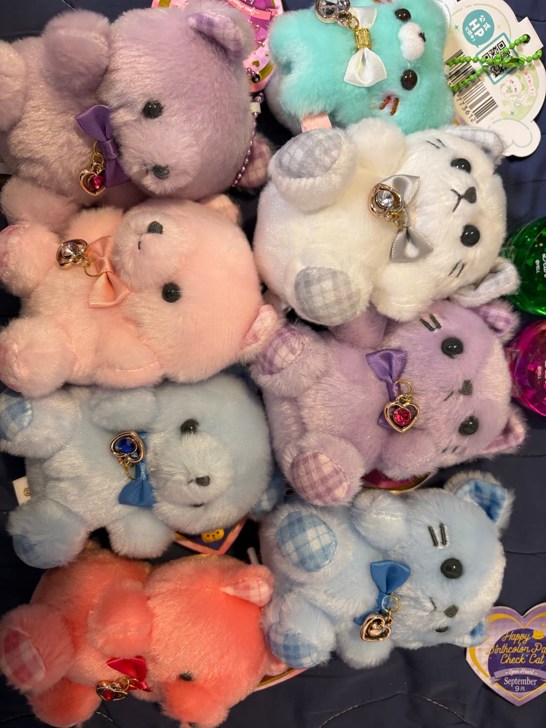 세트) 일본 곰 고양이 생일 탄생석 버스데이 인형 키링 리락쿠마 키티 산 상품이미지2