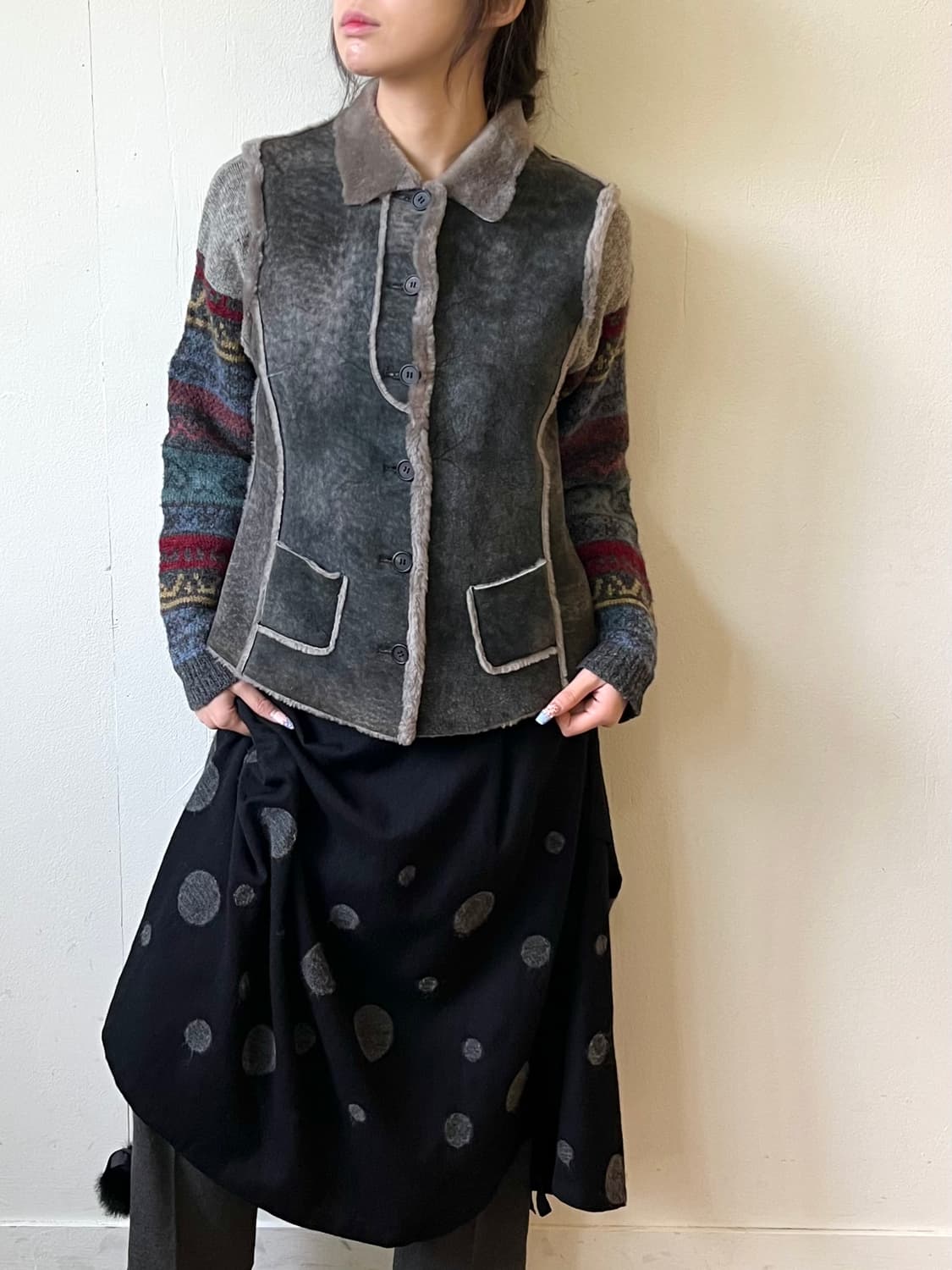 ville d’azur 스웨이드 퍼 베스트 상품이미지6