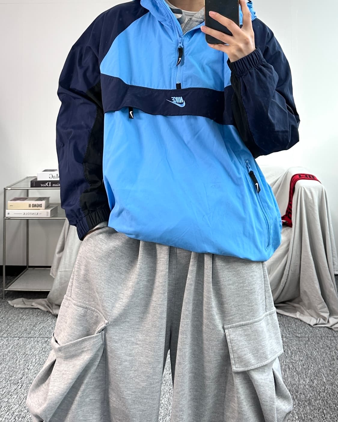나이키 스카이블루 배색 바람막이 아노락 XL 상품이미지3