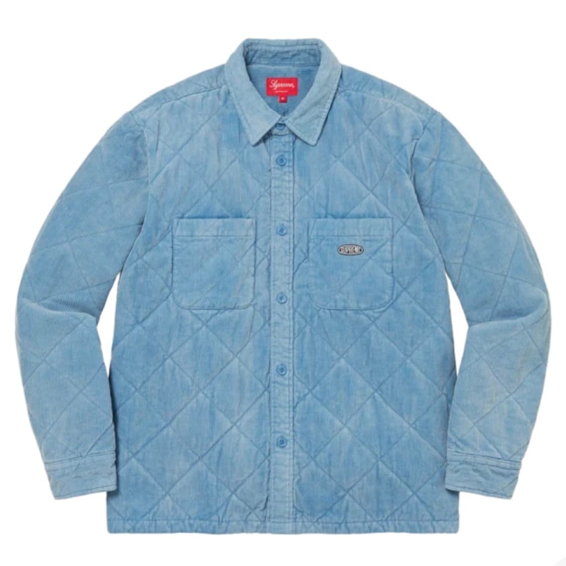 22FW 슈프림 퀼티드 코듀로이 셔츠 슬레이트 블루 상품이미지1