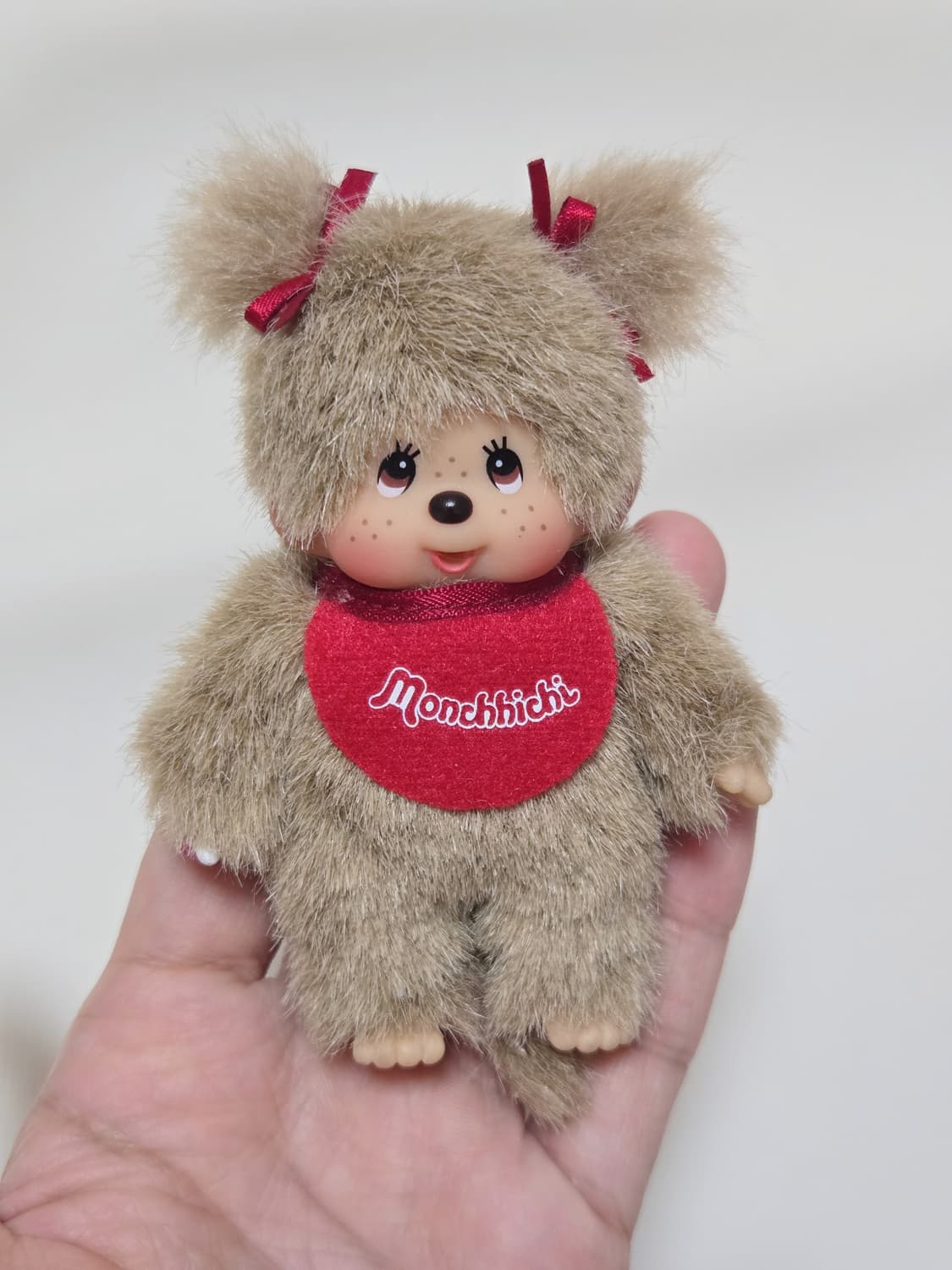 몬치치 베이지 양갈래 트윈 키링 상품이미지2