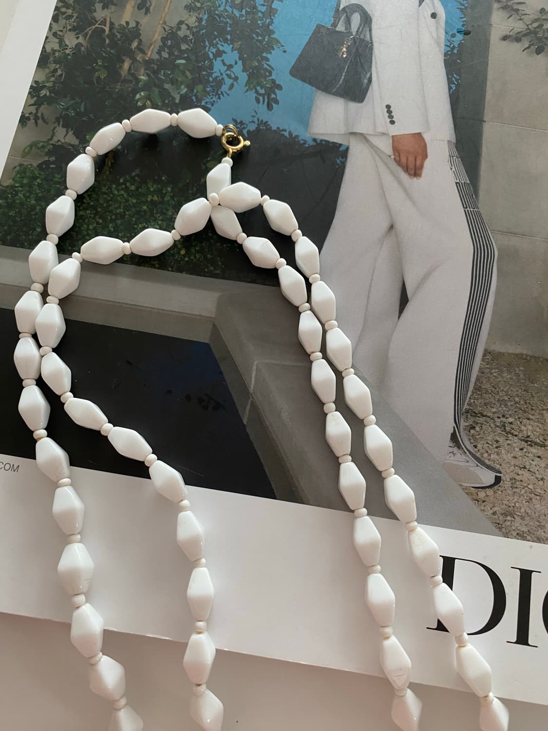 빈티지화이트 비즈 롱 목걸이 상품이미지4