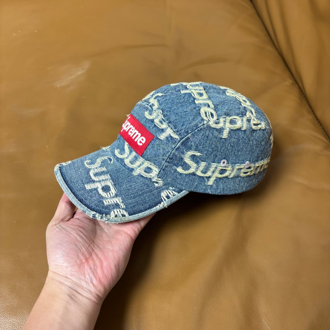 슈프림 캠프캡 모자 박스로고 21SS 프레이드 데님 상품이미지4