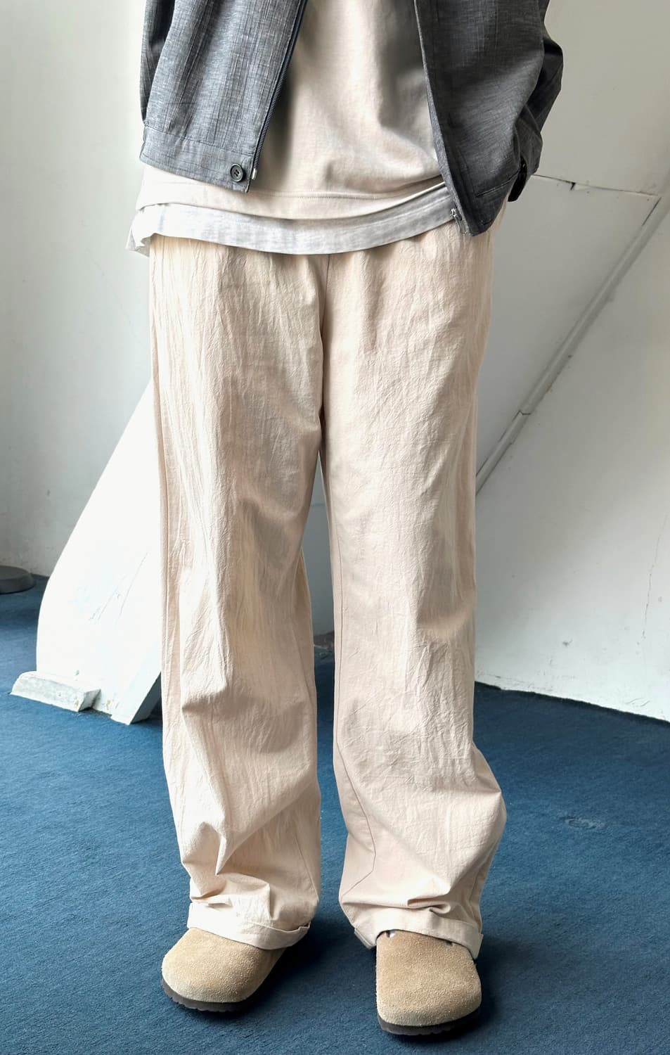 Light crinkle cotton turn up easy pants 상품이미지8