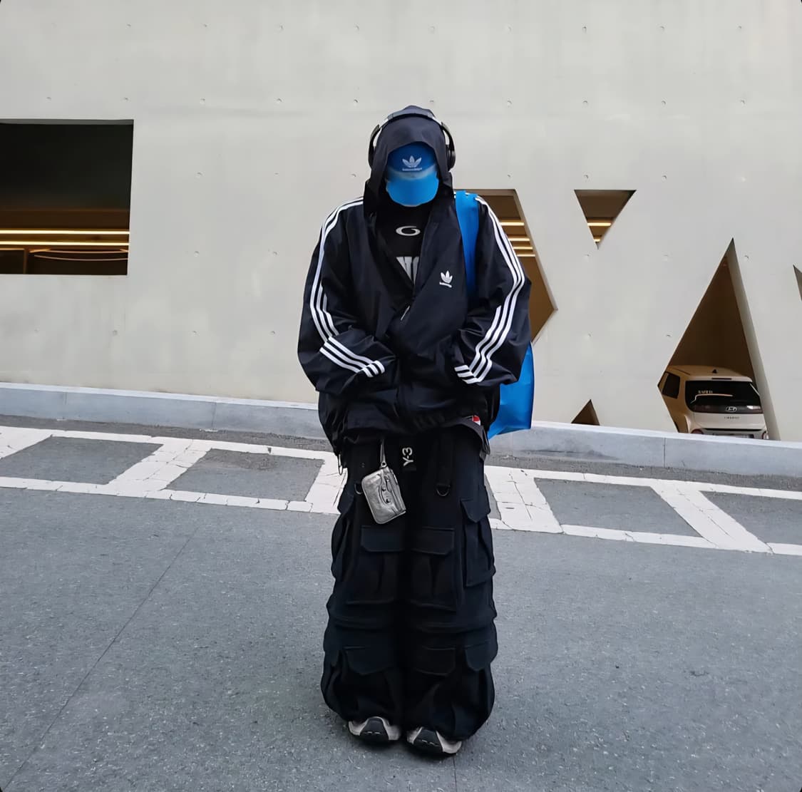 발렌시아가 아디다스 포플린 후드 자켓 블랙 후디 점퍼 집업 상품이미지1