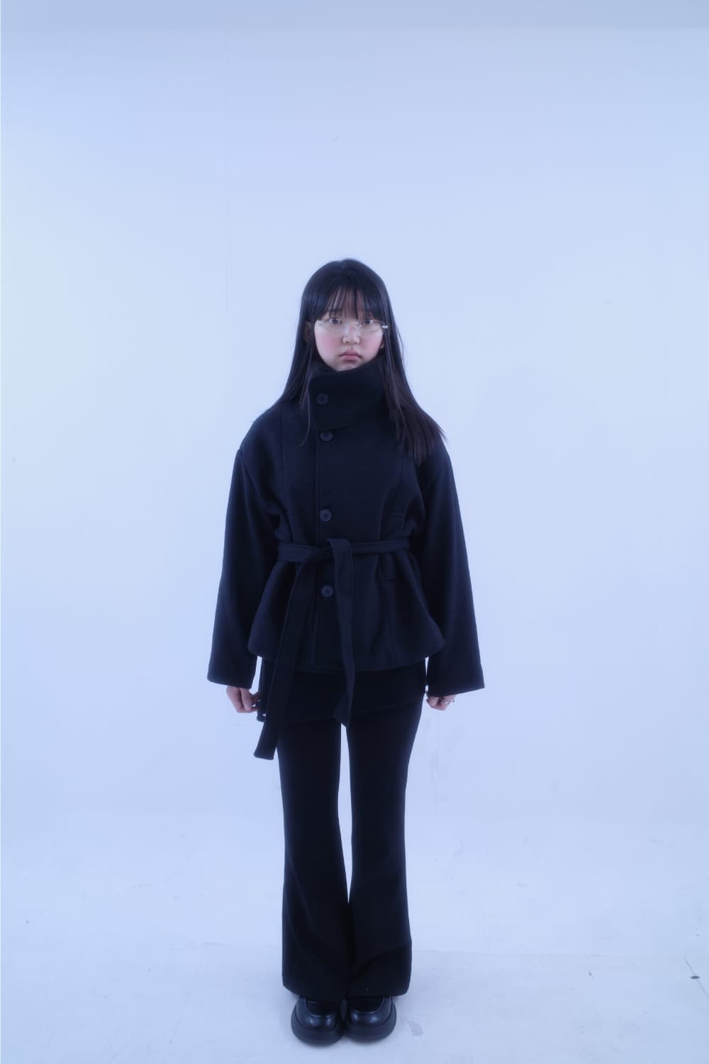 묘랑 유니 하이넥 모직 숏 코트 상품이미지2