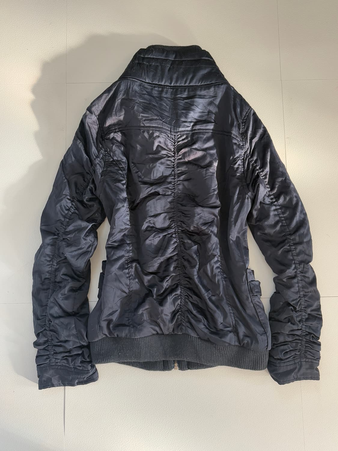 • Navy Shirring High-Neck Jacket 상품이미지2