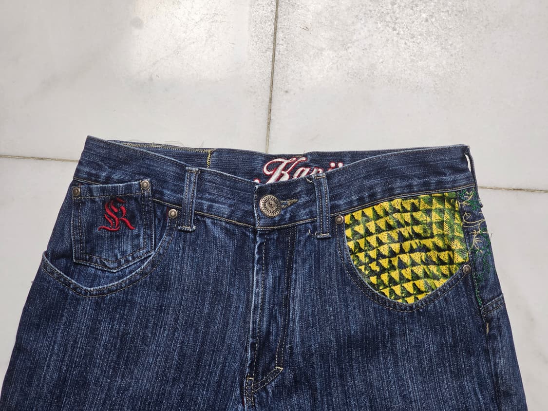 Y2K 힙합 레트로 Kanji Jeans 칸지 진스 34인치 자수 데님
 상품이미지3