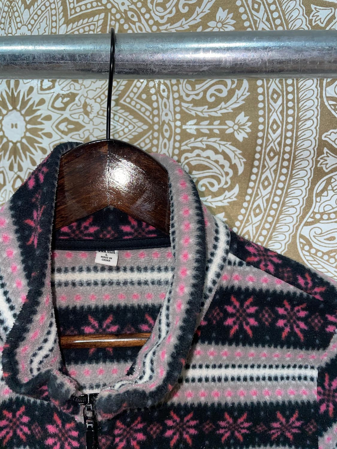 유니클로 여성 에스닉 핑크 배색 후리스  상품이미지5