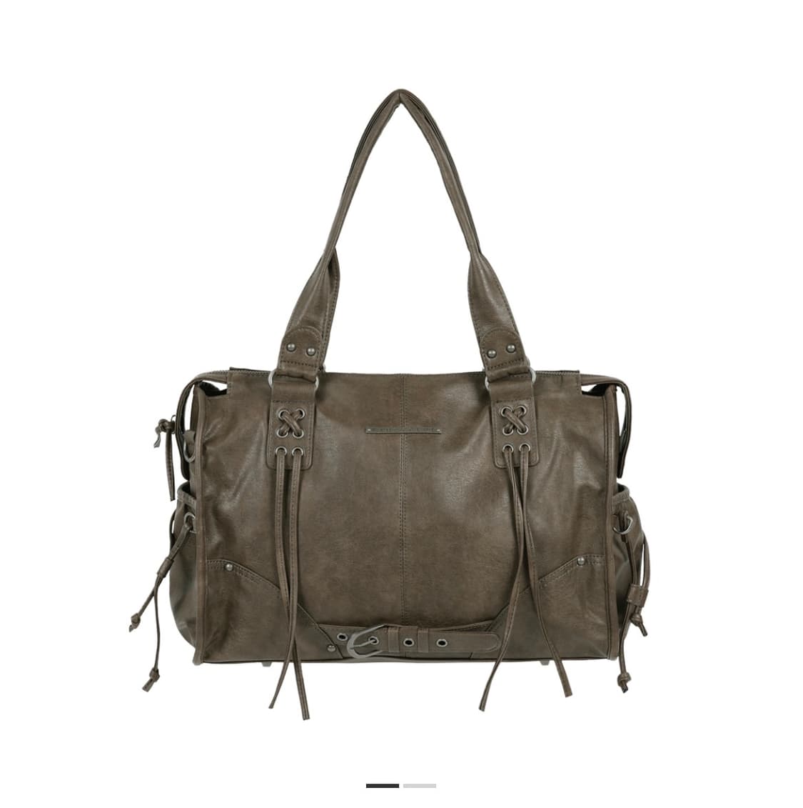 팬시클럽 벨티드 워싱 레더 백 브라운 상품이미지1