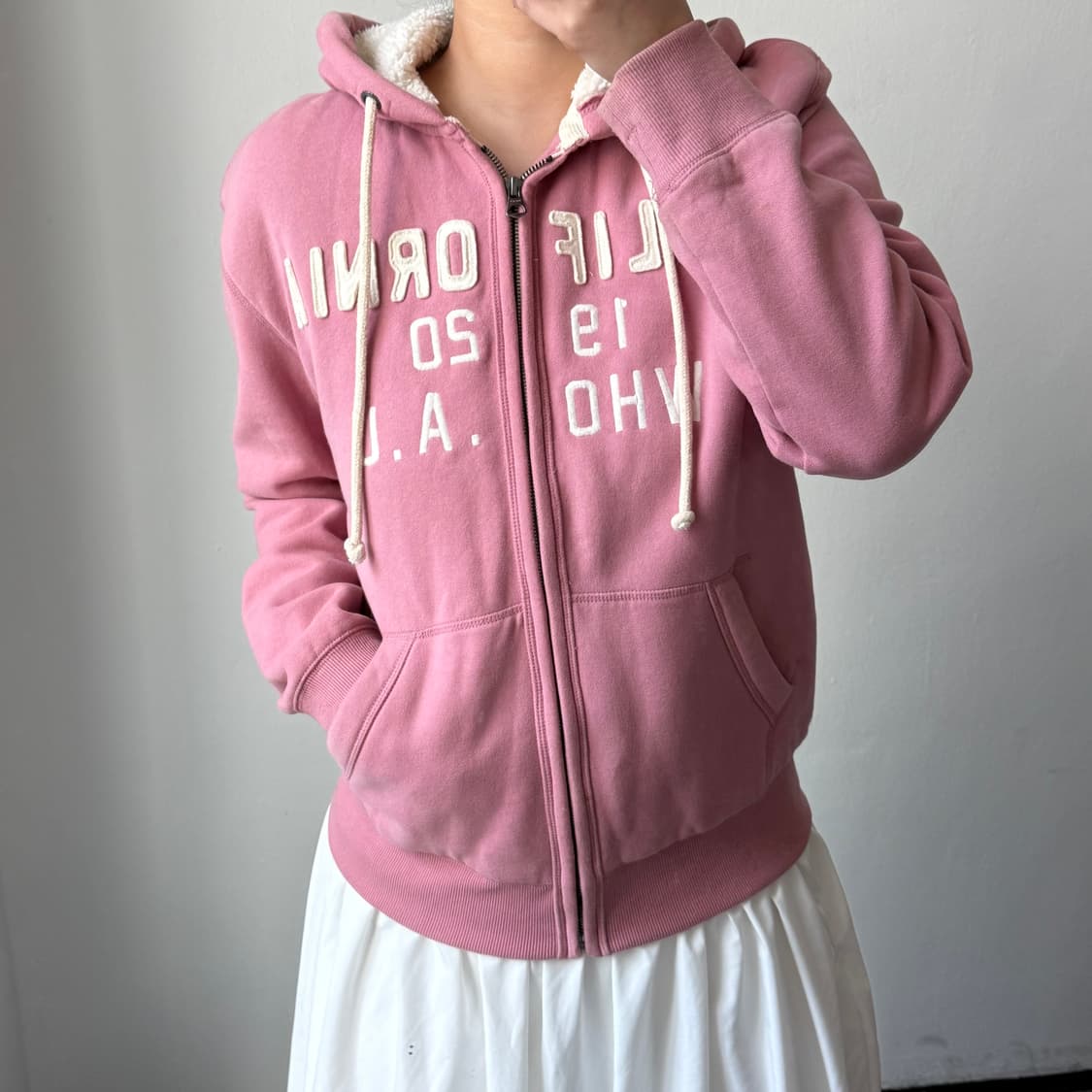 [M] 후아유 캘리포니아 핑크 후드집업 상품이미지2