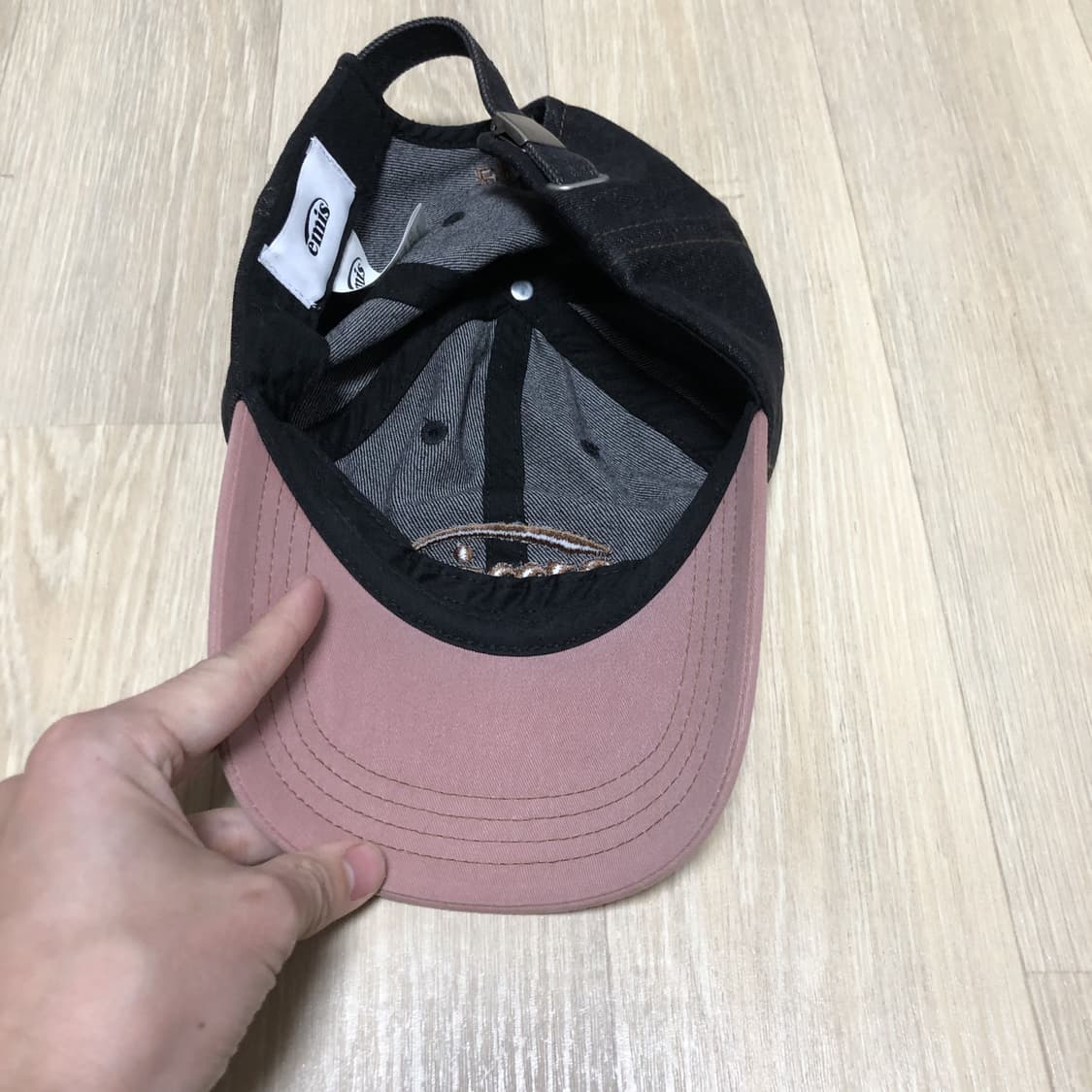 (OS) 이미스 EMIS 워시드 데님 볼캡 그레이 핑크 상품이미지6