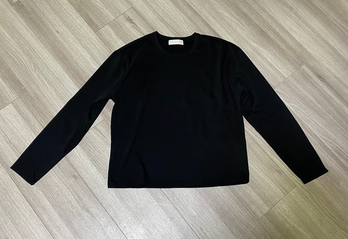 미나브 골지 크롭 롱 슬리브 블랙 L 상품이미지2