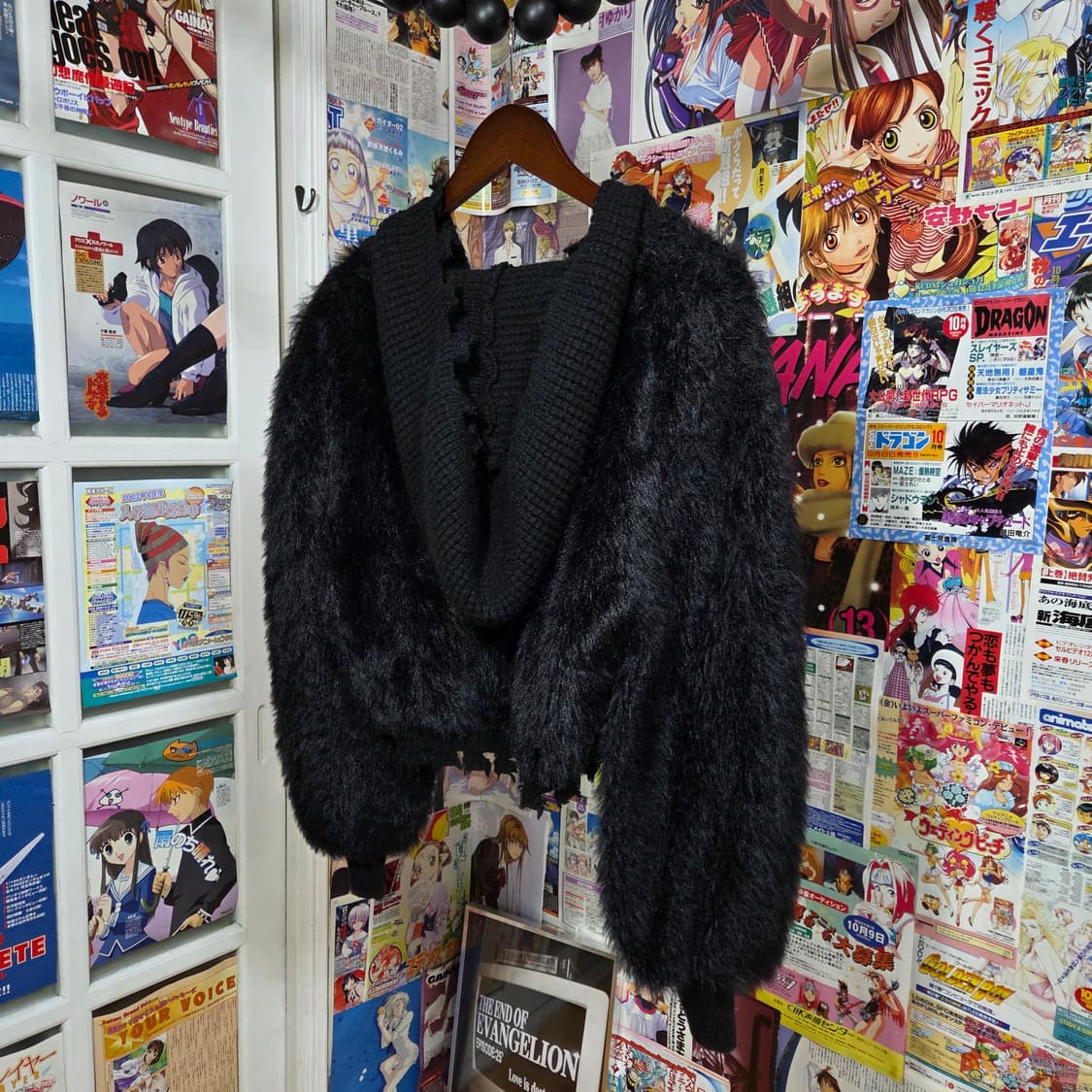 그런지 펑크 퍼 니트 투웨이 후드집업 상품이미지5