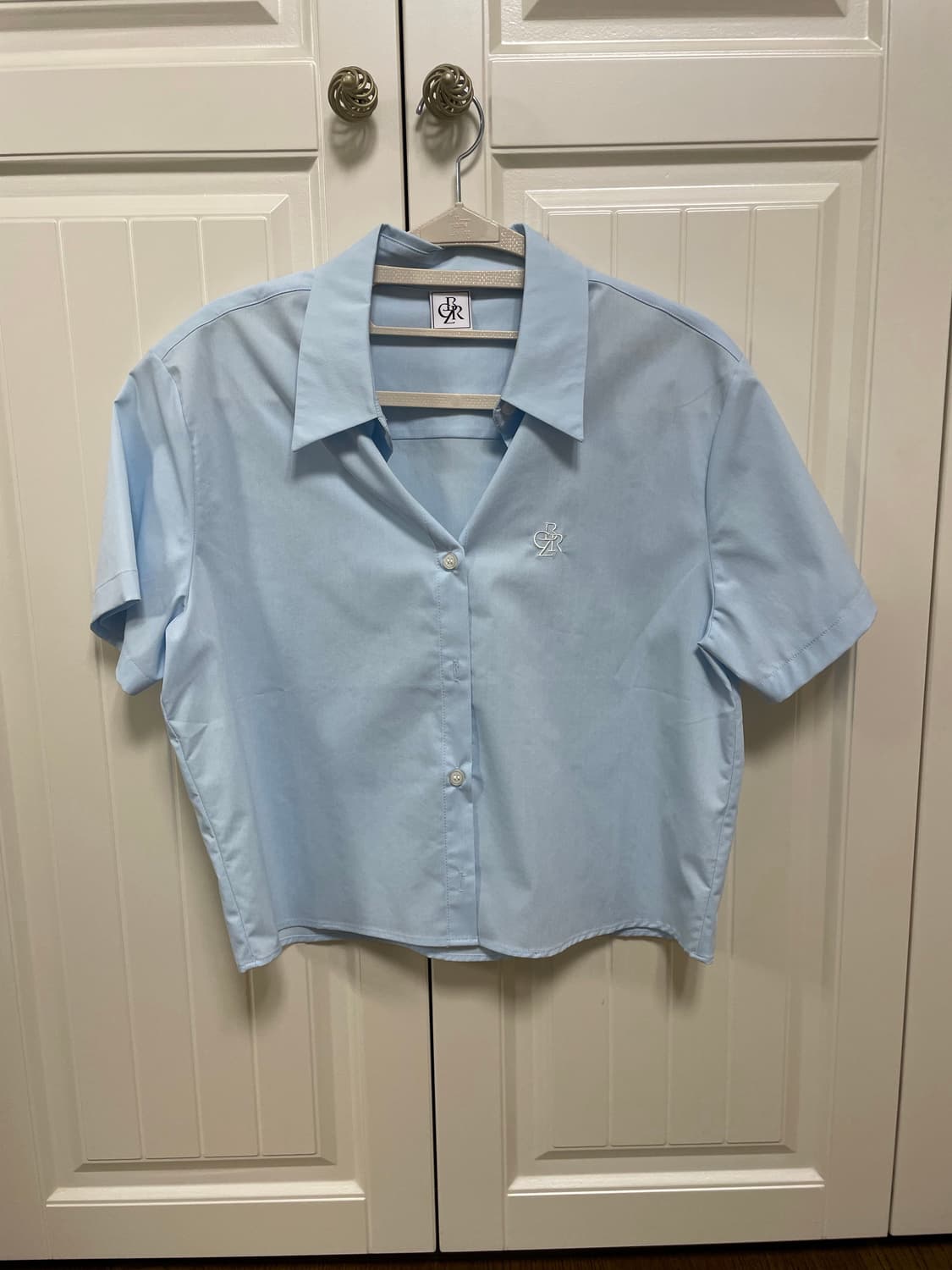 시티브리즈 크롭 반팔 셔츠 (스카이블루/화이트) 상품이미지2