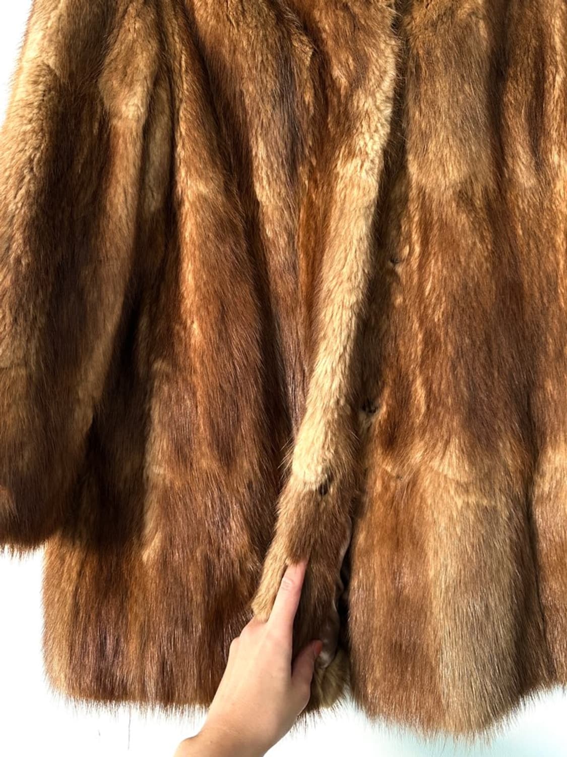 Orange brown muskrat fur jacket 상품이미지3
