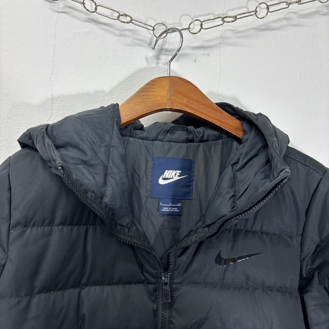 우먼M 나이키 블랙 투웨이 덕다운 롱패딩 상품이미지3