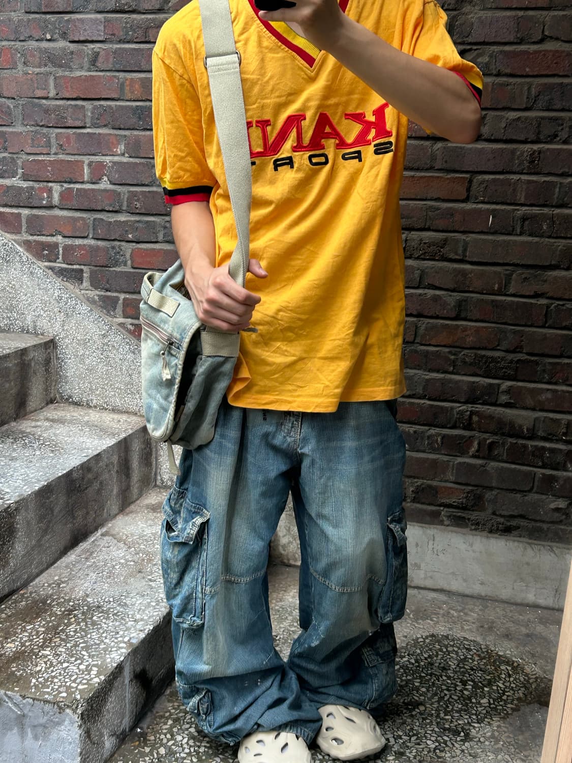 *rare* 빈티지 90s 칼카니 올드스쿨 옐로우 레터링 티셔츠 상품이미지2