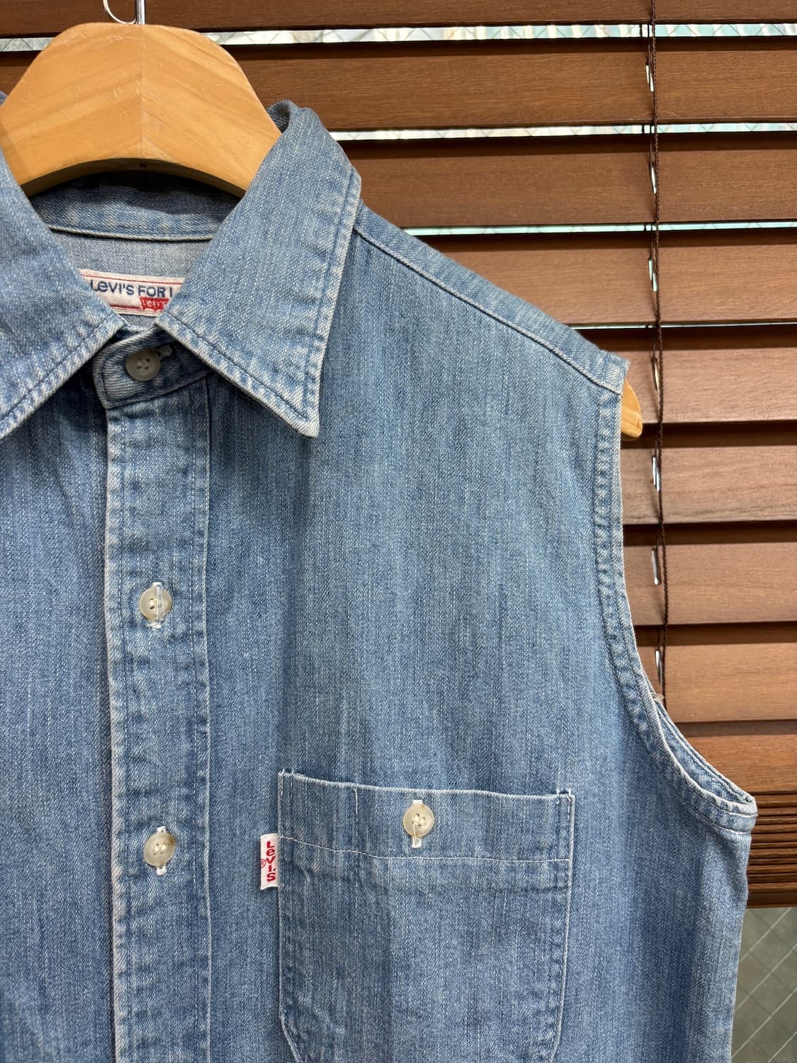 00s Levis 리바이스 빈티지 투포켓 데님 베스트 셔츠 상품이미지3