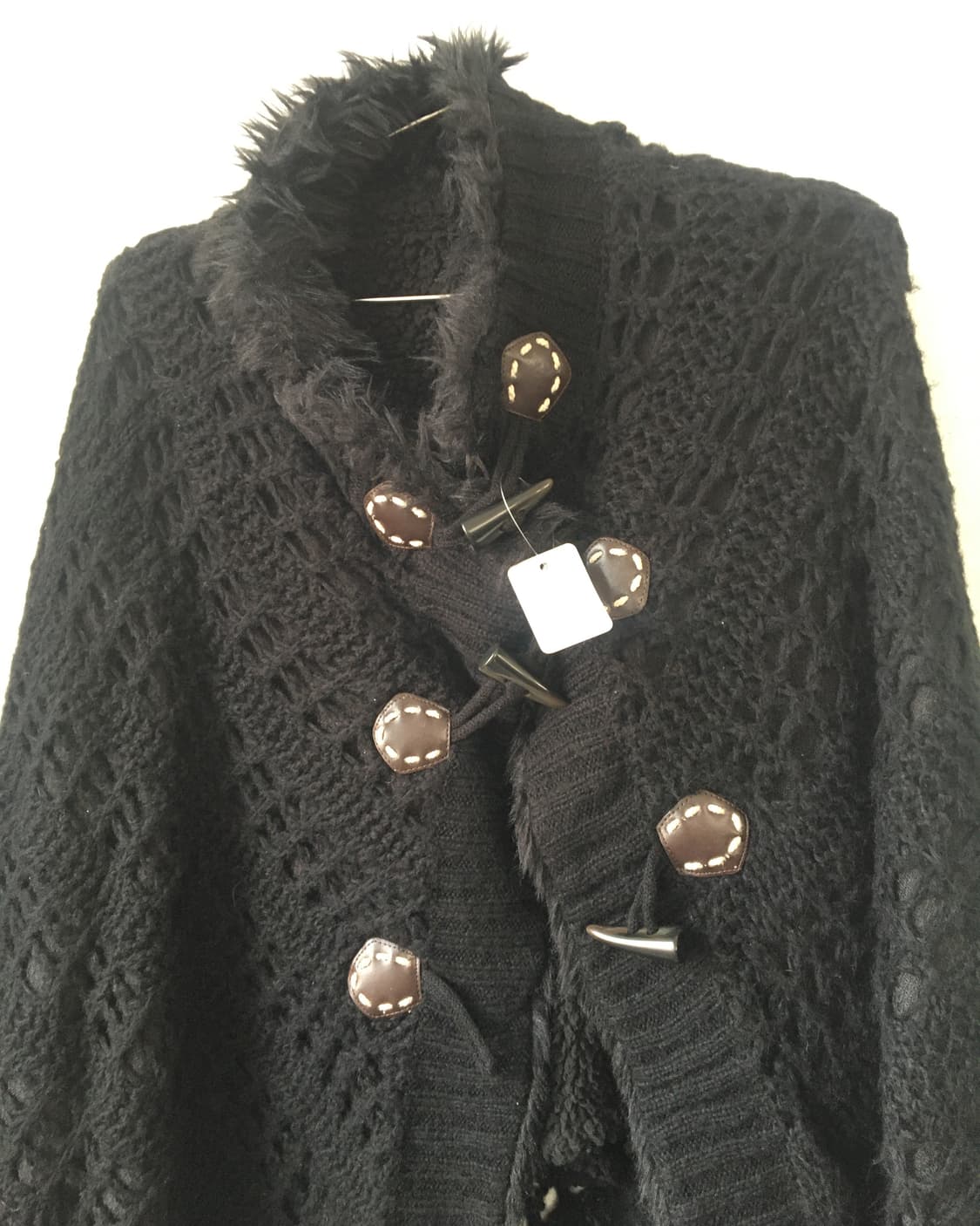 Fur trimming duffle button fringe knit c 상품이미지5
