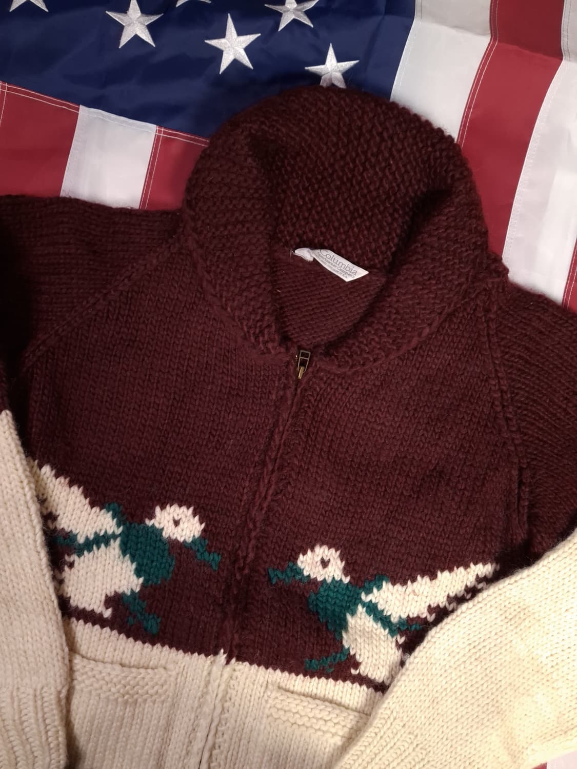 특A 오리지날 80's 일본판 컬럼비아 청둥오리 울 코위찬 가디건 상품이미지2