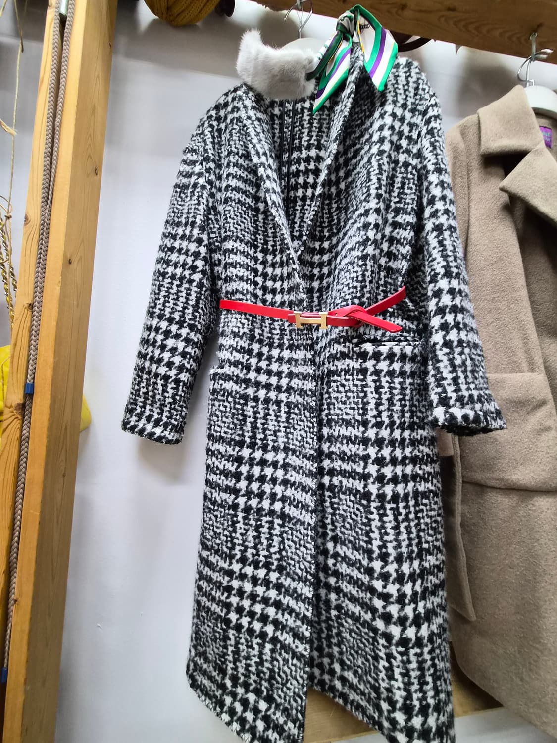 블루밍 울알파카  하운드투스 체크코트 상품이미지2