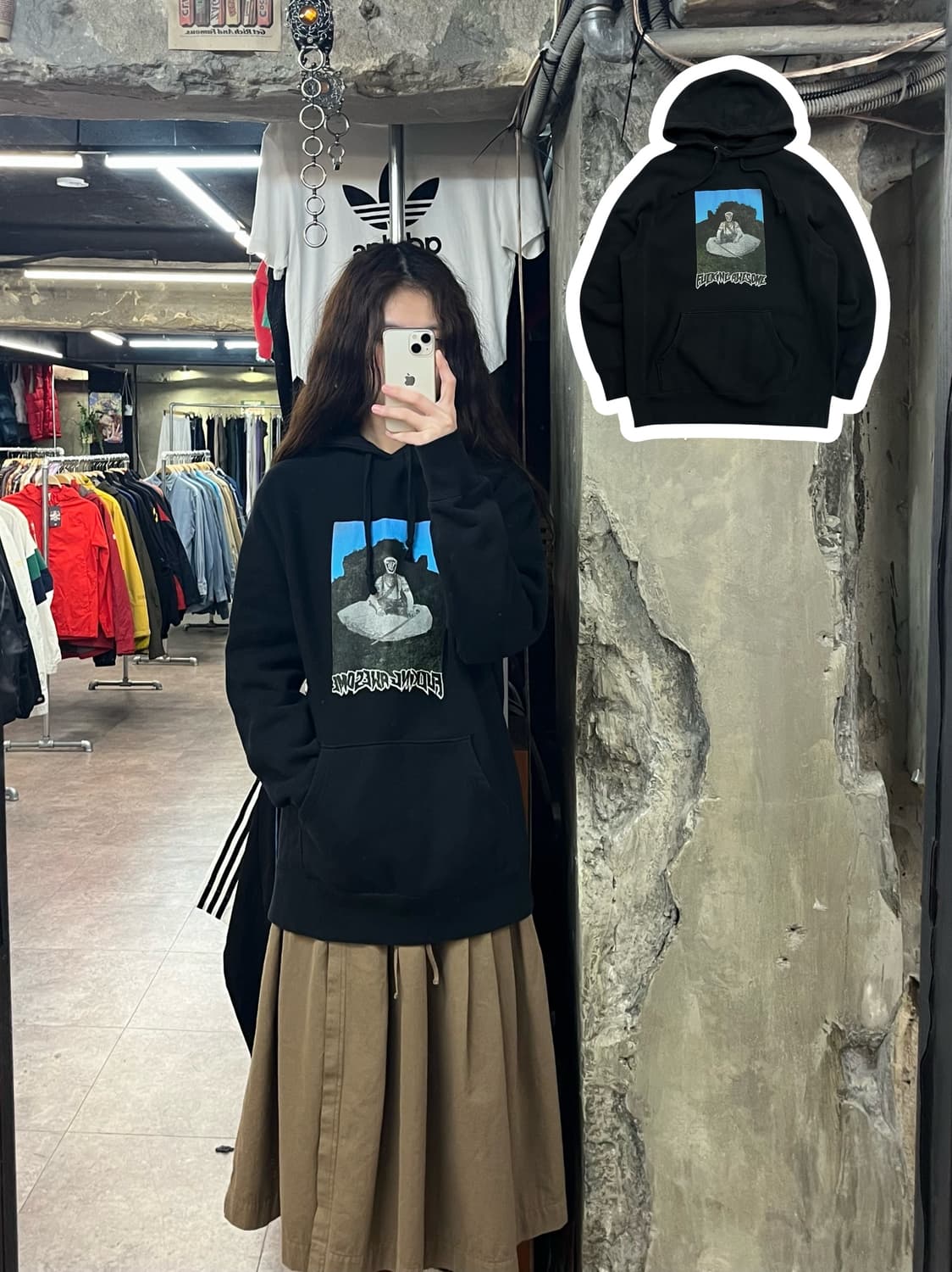 퍼킹어썸 서펀드 온더 마운트 후드티 블랙 M #csz2270   상품이미지1