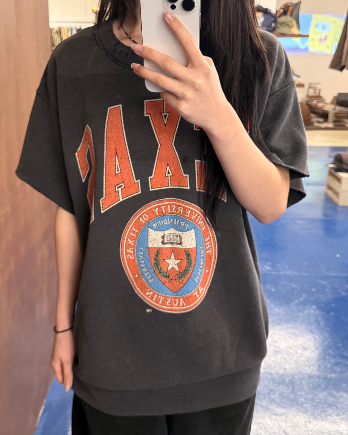 1990s TEXAS 커팅암 스웻 반팔티 상품이미지1