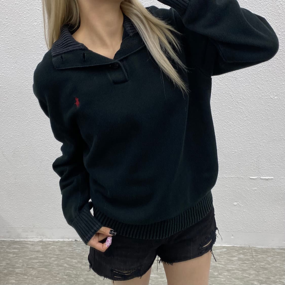 폴로 랄프로렌 레드포니 블랙 카라니트 L 상품이미지1