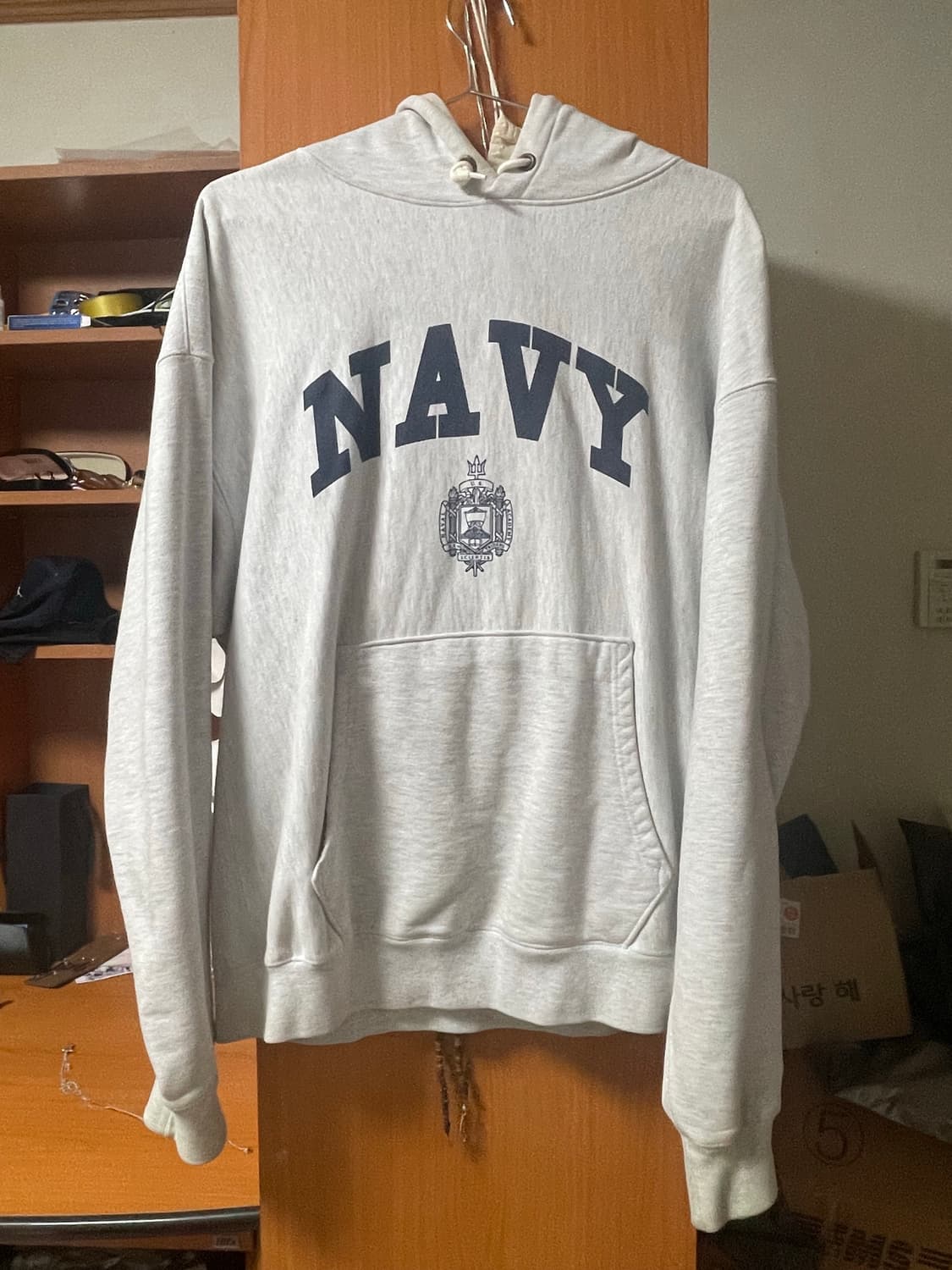 아웃스탠딩 오트밀 NAVY 후드 상품이미지1