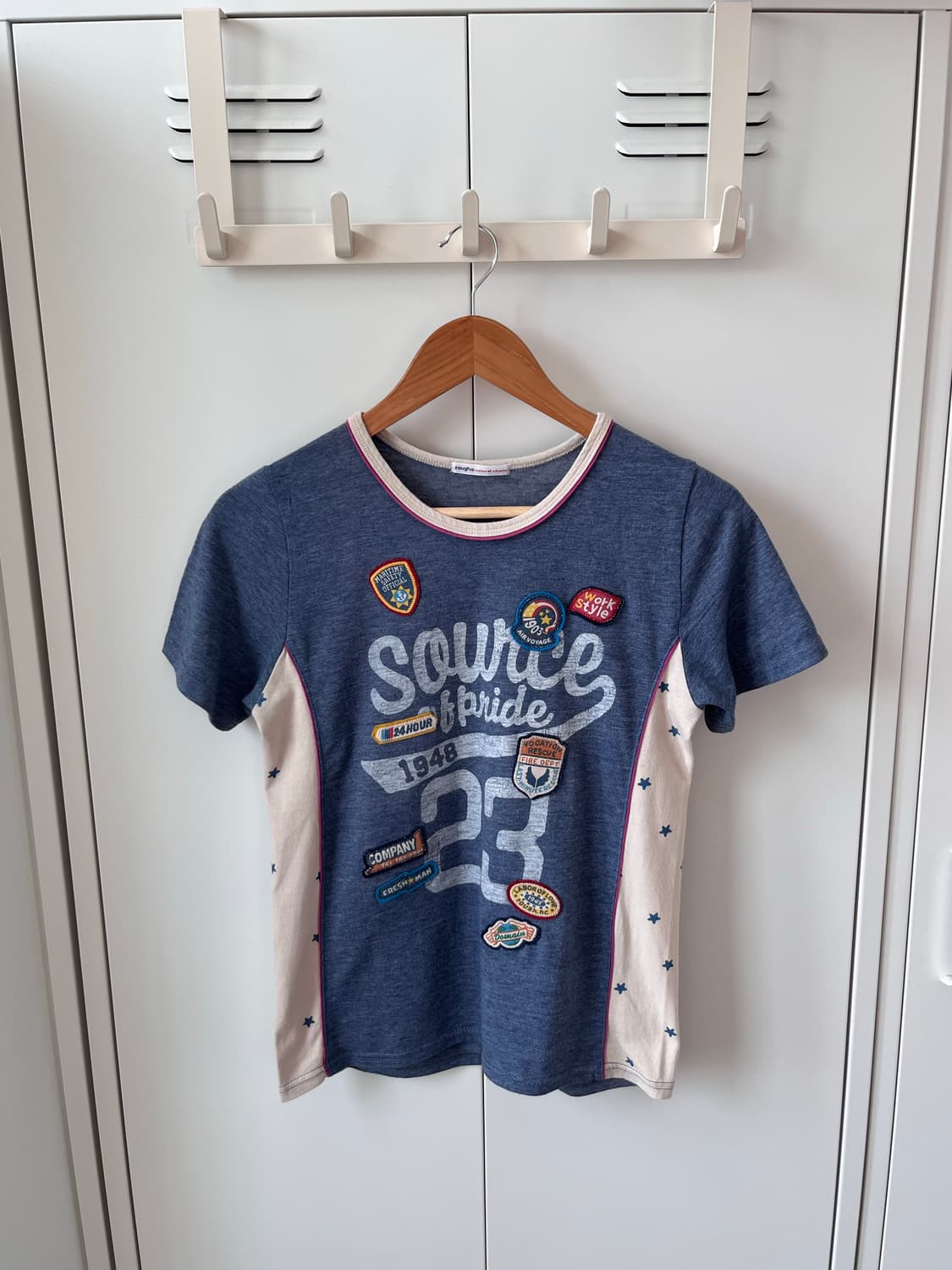 Rough 별 레이어드 패치워크 반팔 티셔츠 상품이미지8